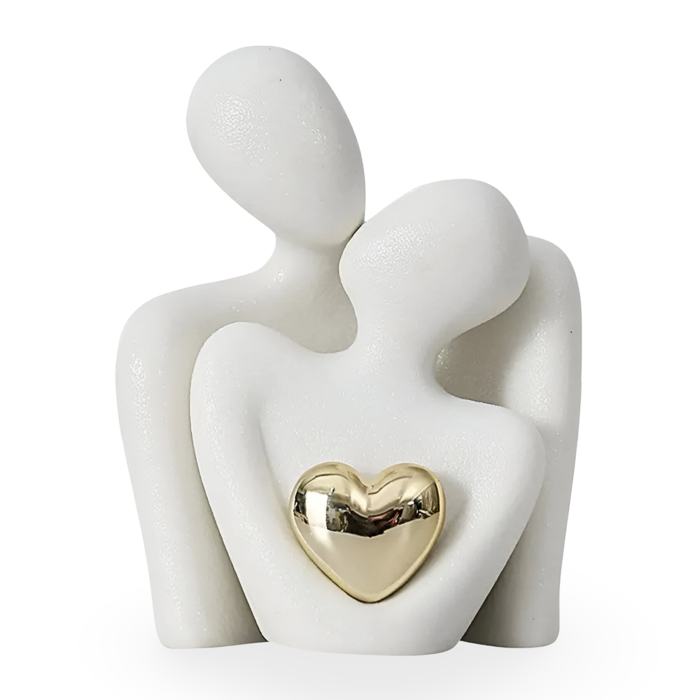 Figurine de couple minimaliste en céramique – Décoration symbolisant la proximité et l'harmonie
