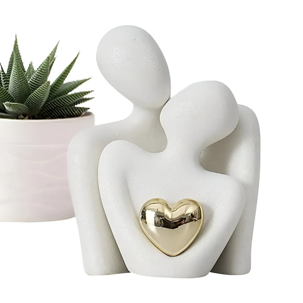 Figurine de couple minimaliste en céramique – Décoration symbolisant la proximité et l'harmonie