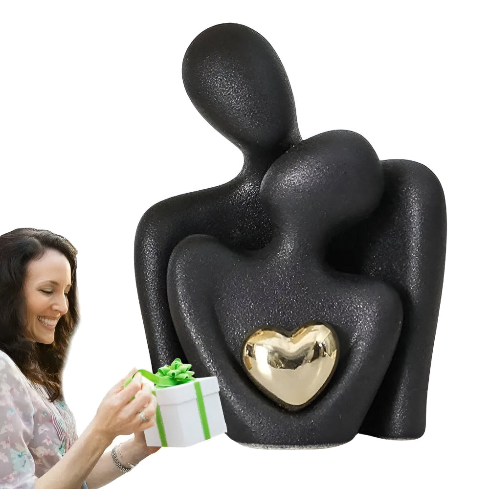 Figurine de couple minimaliste en céramique – Décoration symbolisant la proximité et l'harmonie