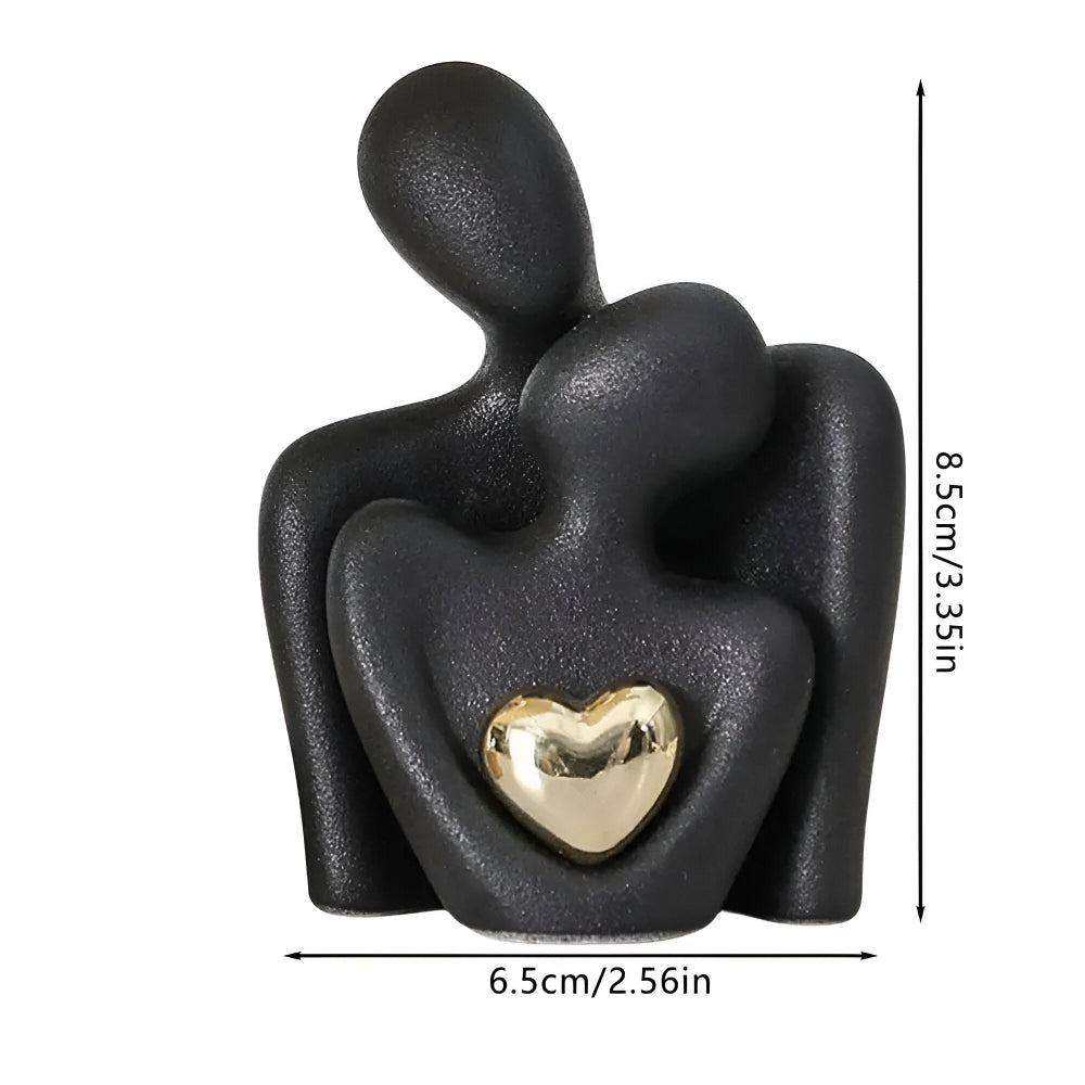 Figurine de couple minimaliste en céramique – Décoration symbolisant la proximité et l'harmonie