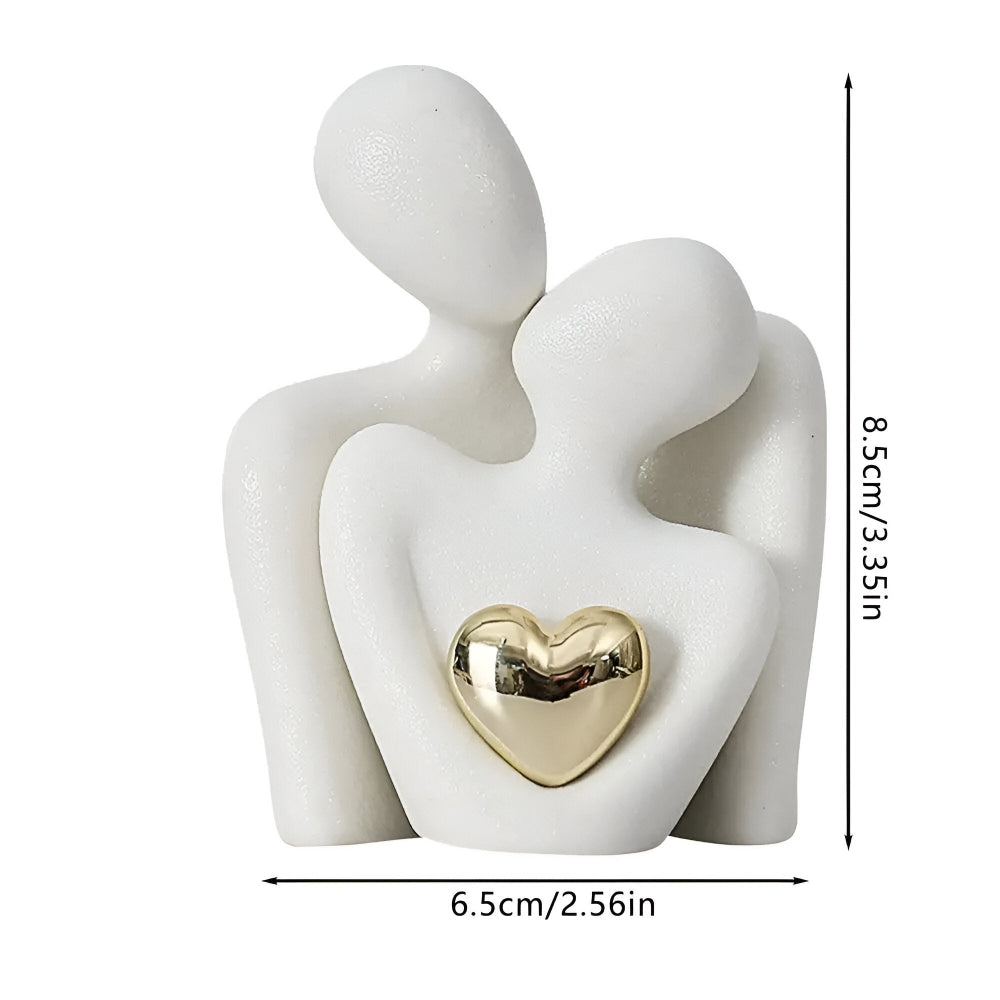 Figurine de couple minimaliste en céramique – Décoration symbolisant la proximité et l'harmonie