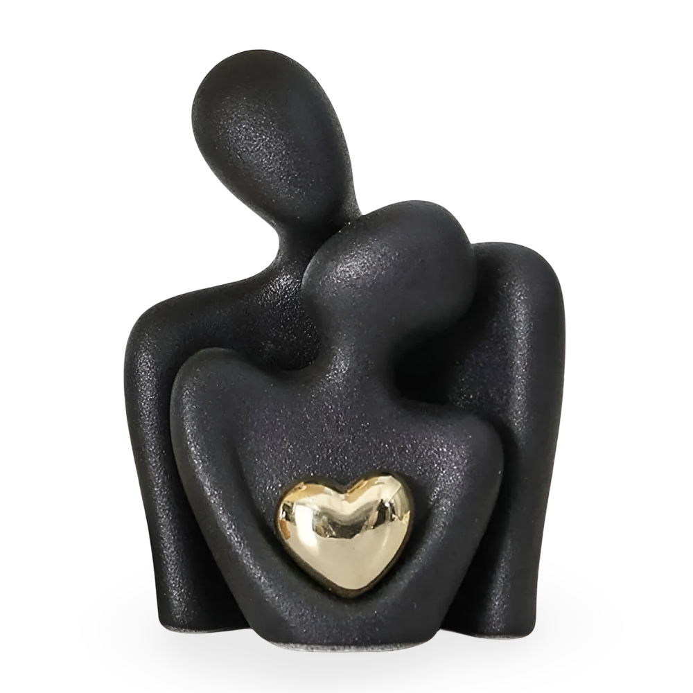 Figurine de couple minimaliste en céramique – Décoration symbolisant la proximité et l'harmonie