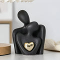 Figurine de couple minimaliste en céramique – Décoration symbolisant la proximité et l'harmonie