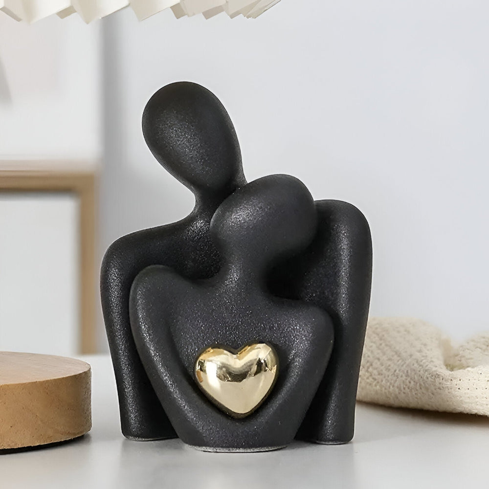 Figurine de couple minimaliste en céramique – Décoration symbolisant la proximité et l'harmonie