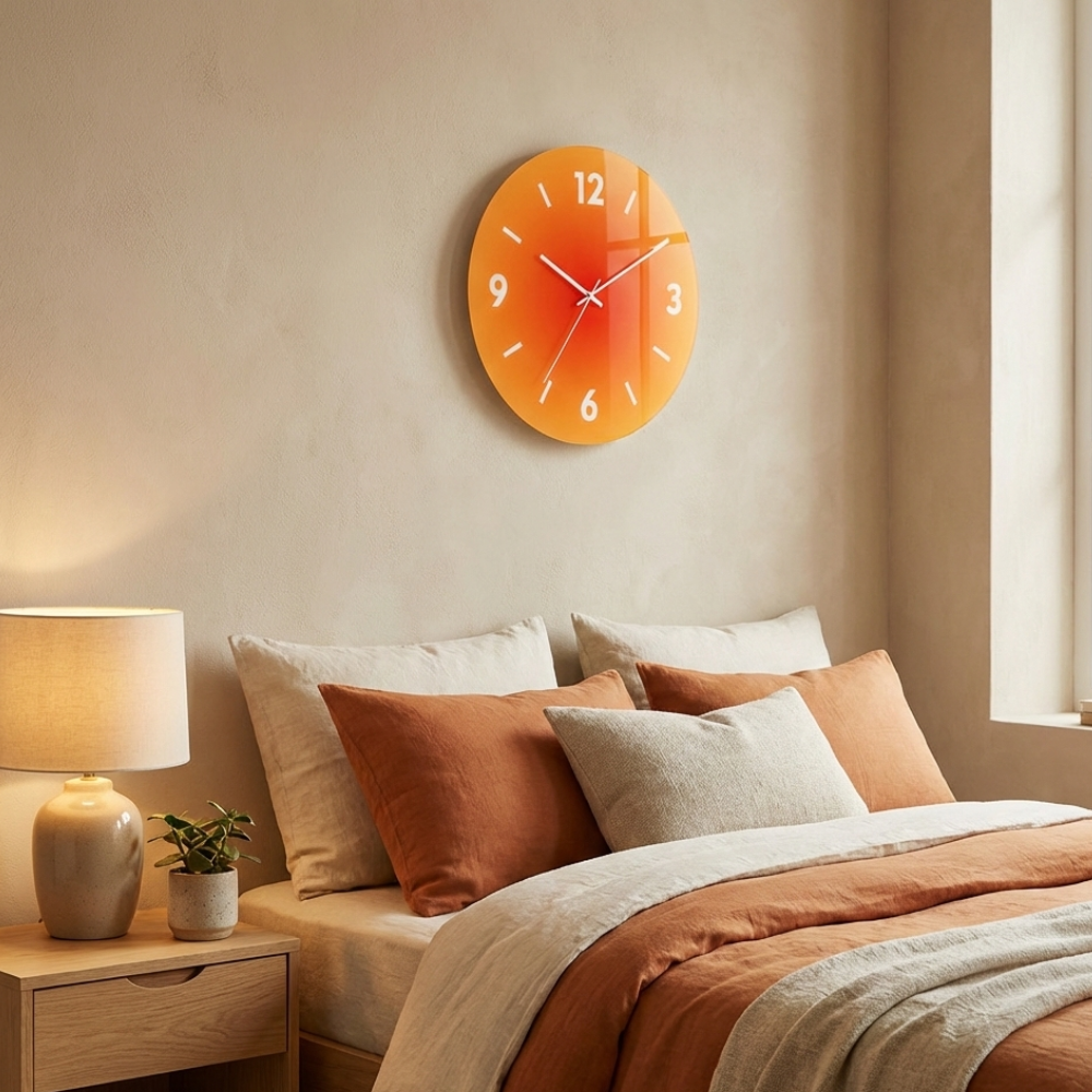 Horloge murale en verre avec cadran en acrylique – moderne et silencieuse