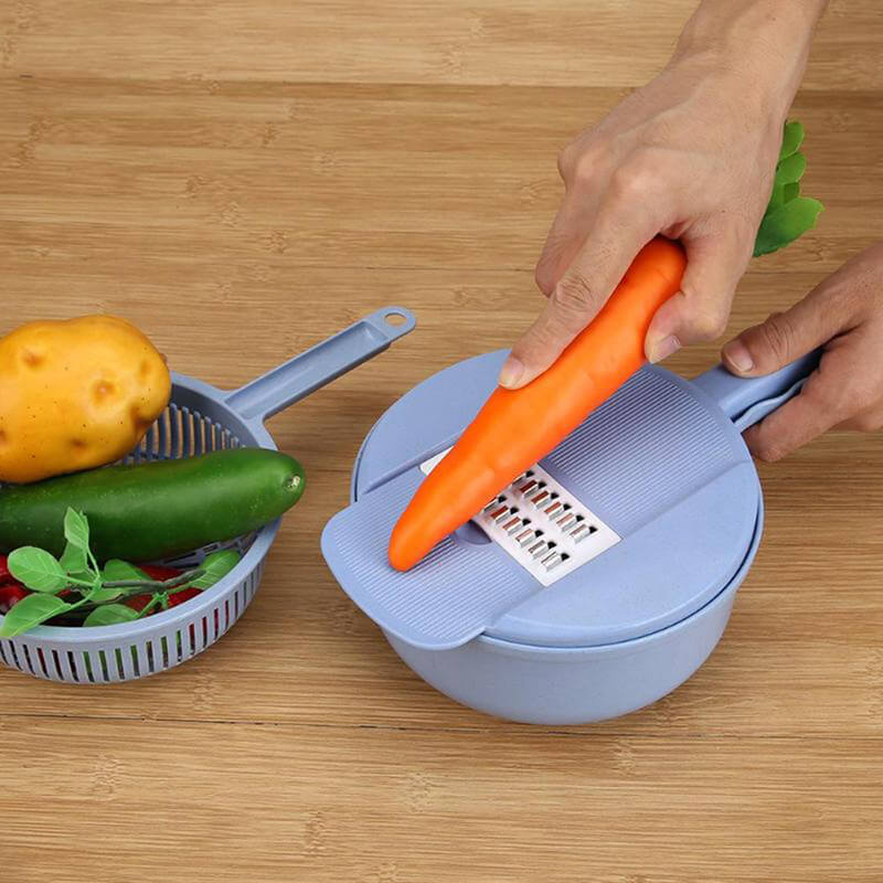 Coupe-légumes Multifonction 12-en-1 avec Récipient Intégré