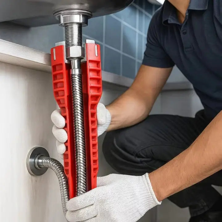 Clé pour Siphon Multifonctions avec Adaptateurs – Espaces Étroits