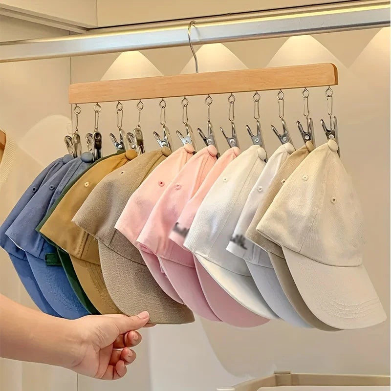 Cintre en bois avec 12 pinces – gain de place pour les chaussettes