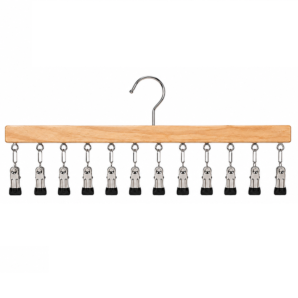 Cintre en bois avec 12 pinces – gain de place pour les chaussettes
