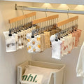 Cintre en bois avec 12 pinces – gain de place pour les chaussettes