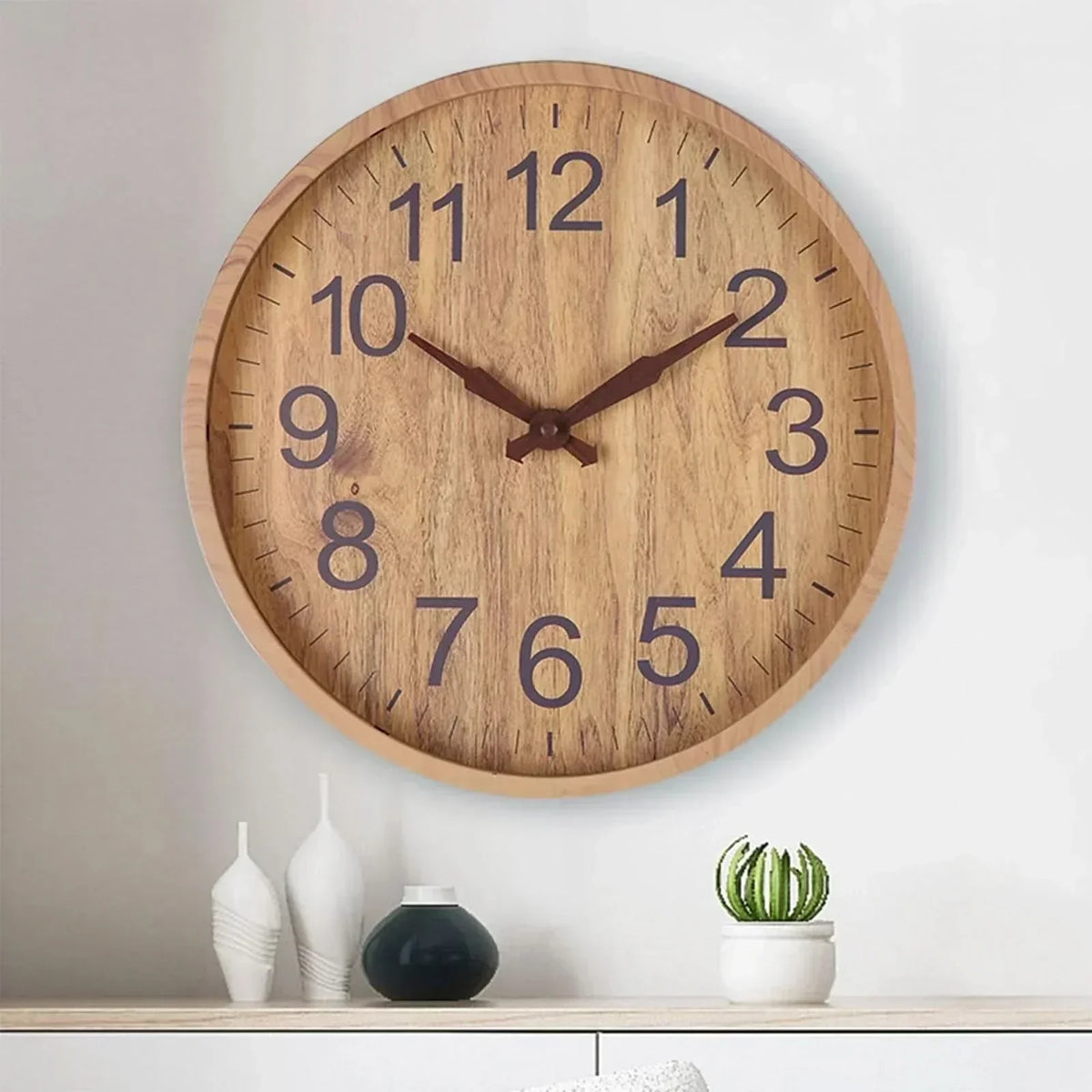 Horloge murale en bois avec mouvement silencieux – design naturel minimaliste