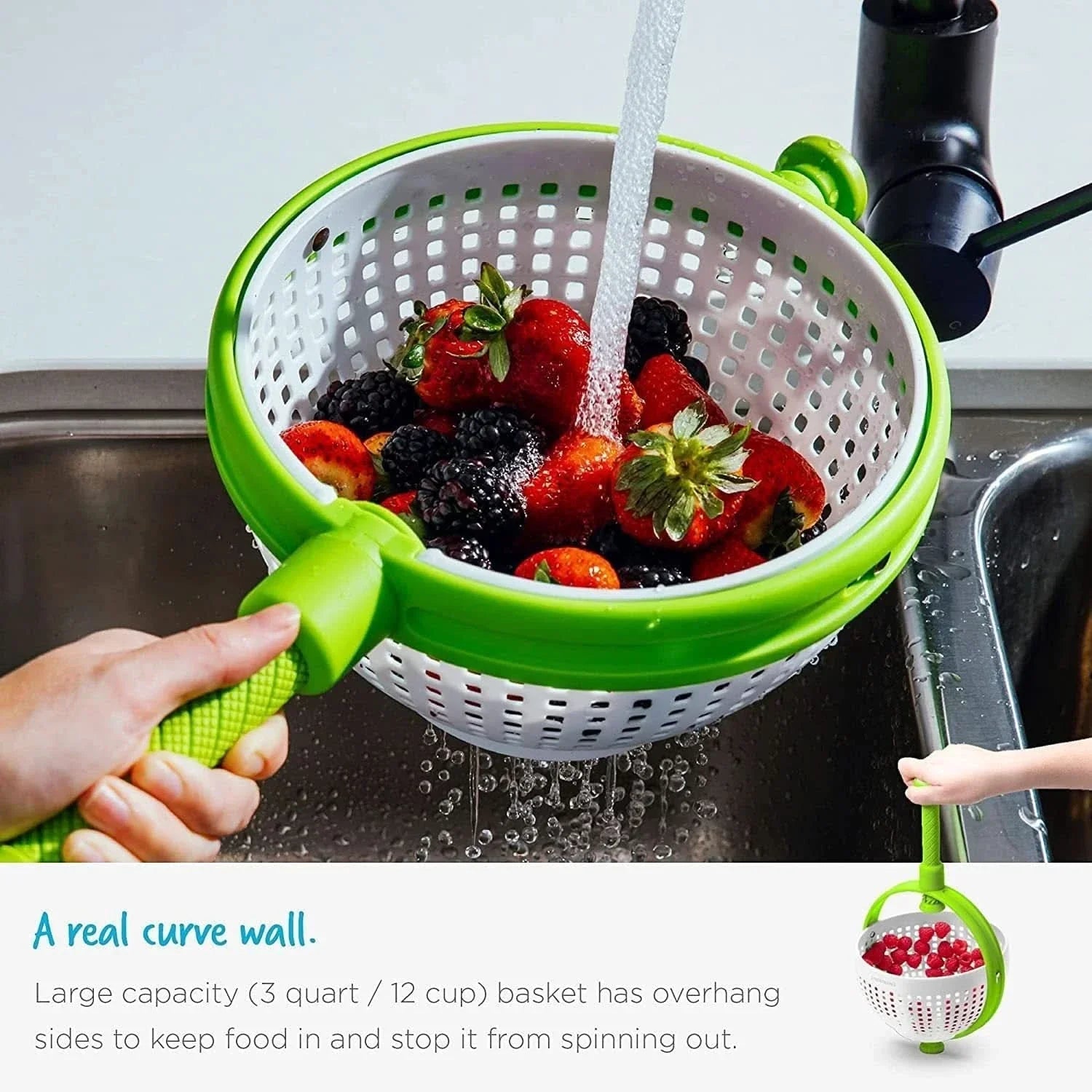Essoreuse à Salade Fruits et Légumes avec Panier Rotatif