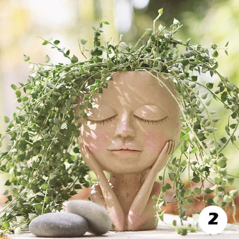 Pot de Fleurs en Forme de Visage pour Succulentes et Décoration de Jardin