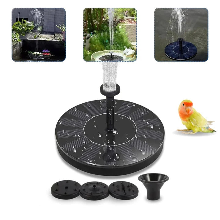 Fontaine Solaire de Jardin avec Pompe Intégrée et Multiples Embouts