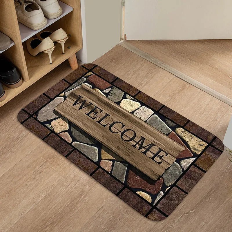 Tapis de sol à motif floral – antidérapant pour intérieur et extérieur