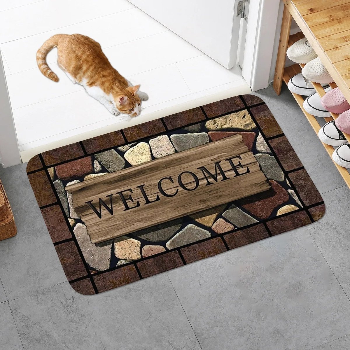 Tapis de sol à motif floral – antidérapant pour intérieur et extérieur