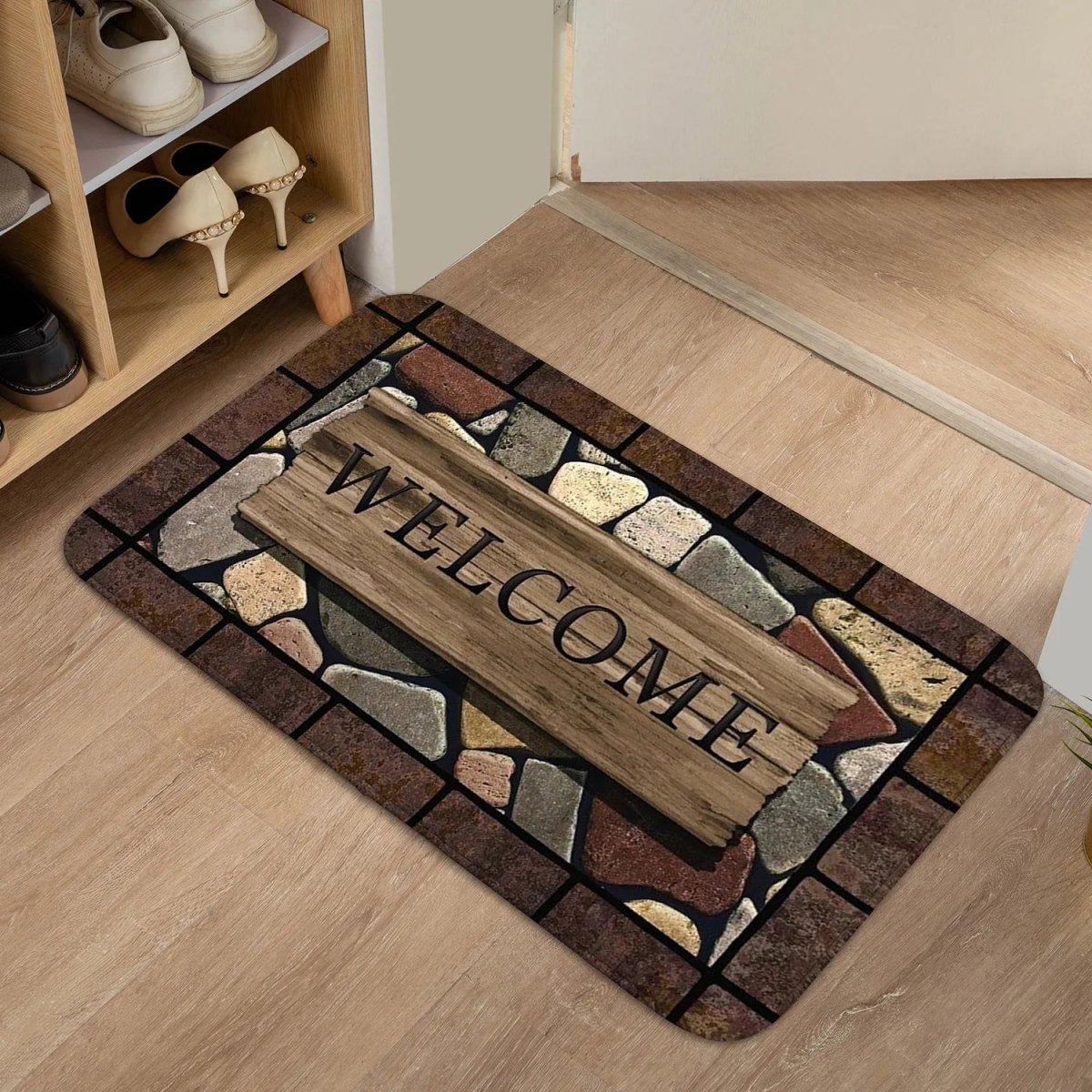 Tapis de sol à motif floral – antidérapant pour intérieur et extérieur