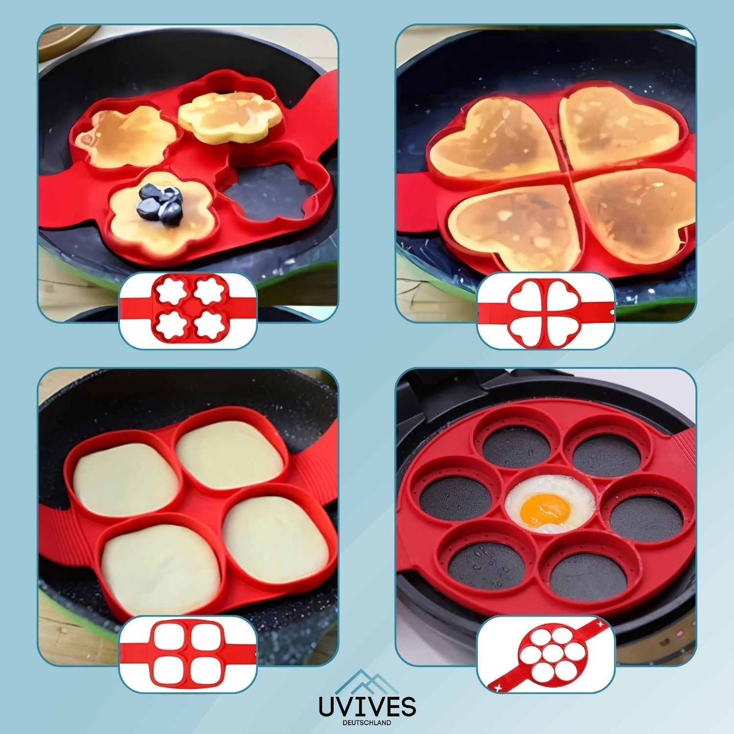 Moule à Crêpes en Silicone Antiadhésif avec Moule à Œuf Fantaisie