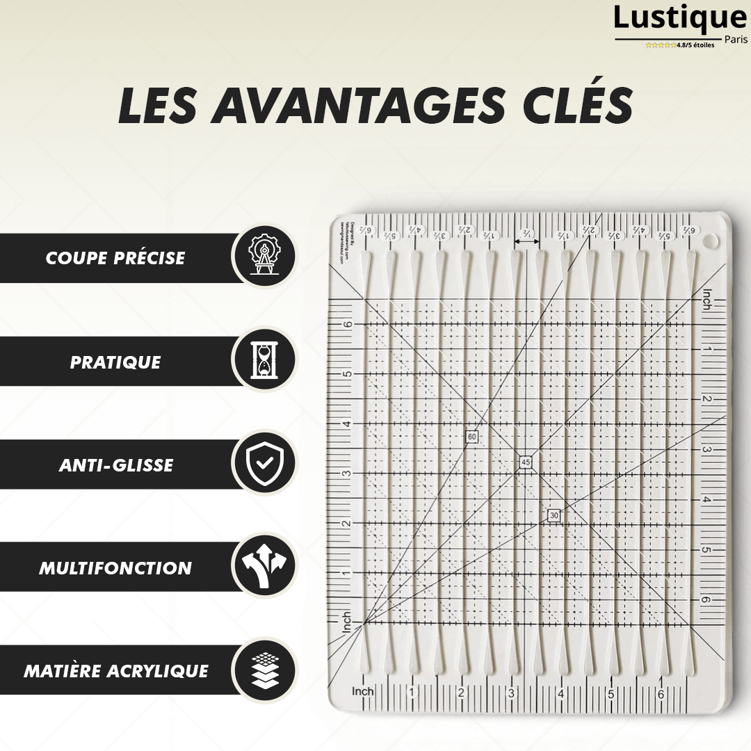 Règle de découpe tissu pour quilting et patchwork – précision et rapidité