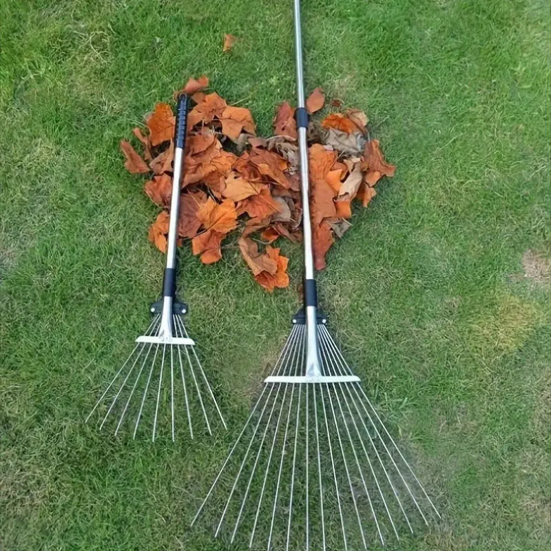 Râteau de Jardin Télescopique Extensible à Tête Réglable