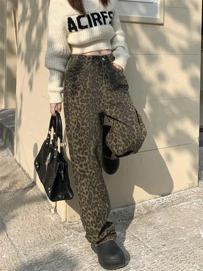 Meike™ – Jean stylé avec imprimé léopard tendance [50 % de réduction]