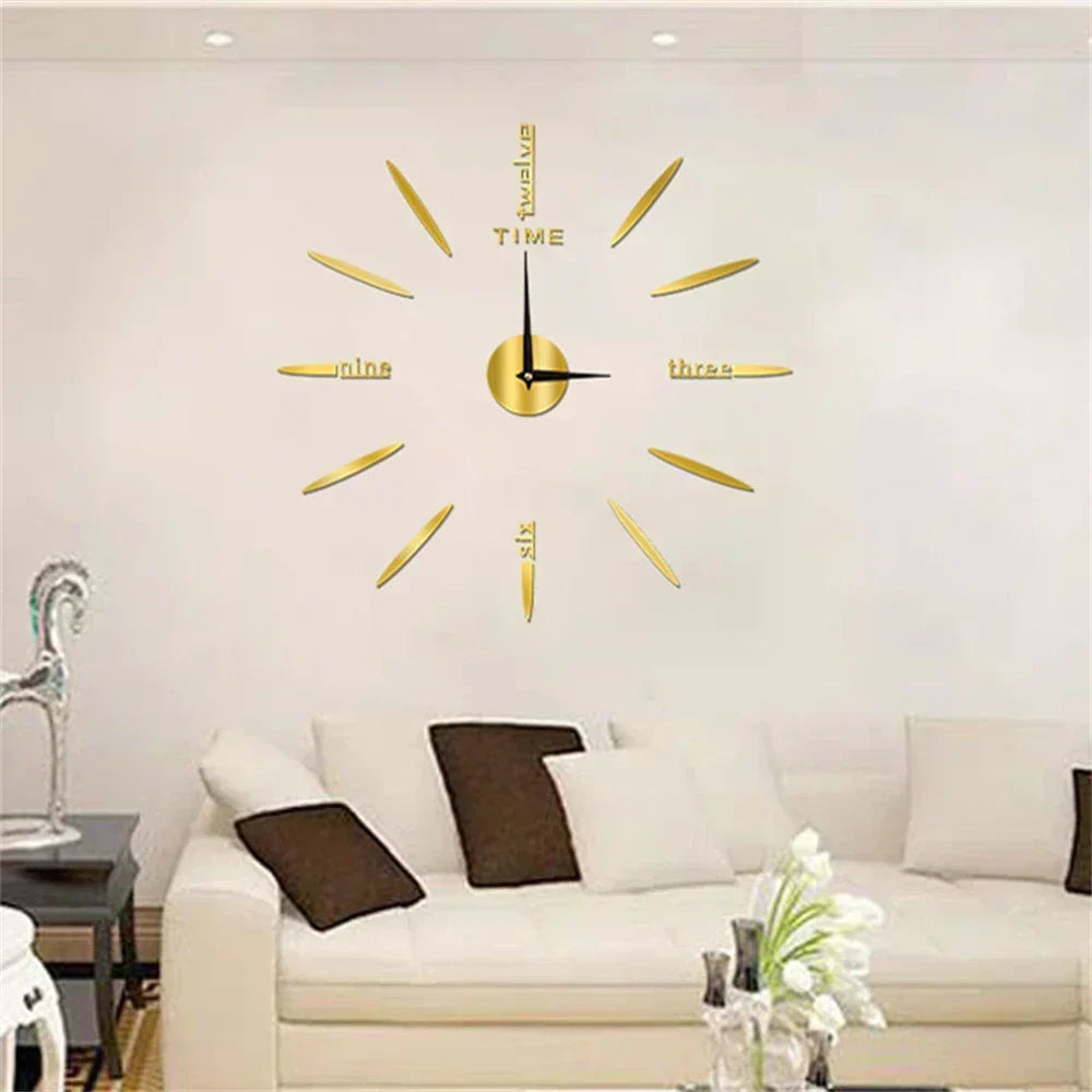 Horloge murale 3D autocollante en acrylique – Moderne et personnalisable