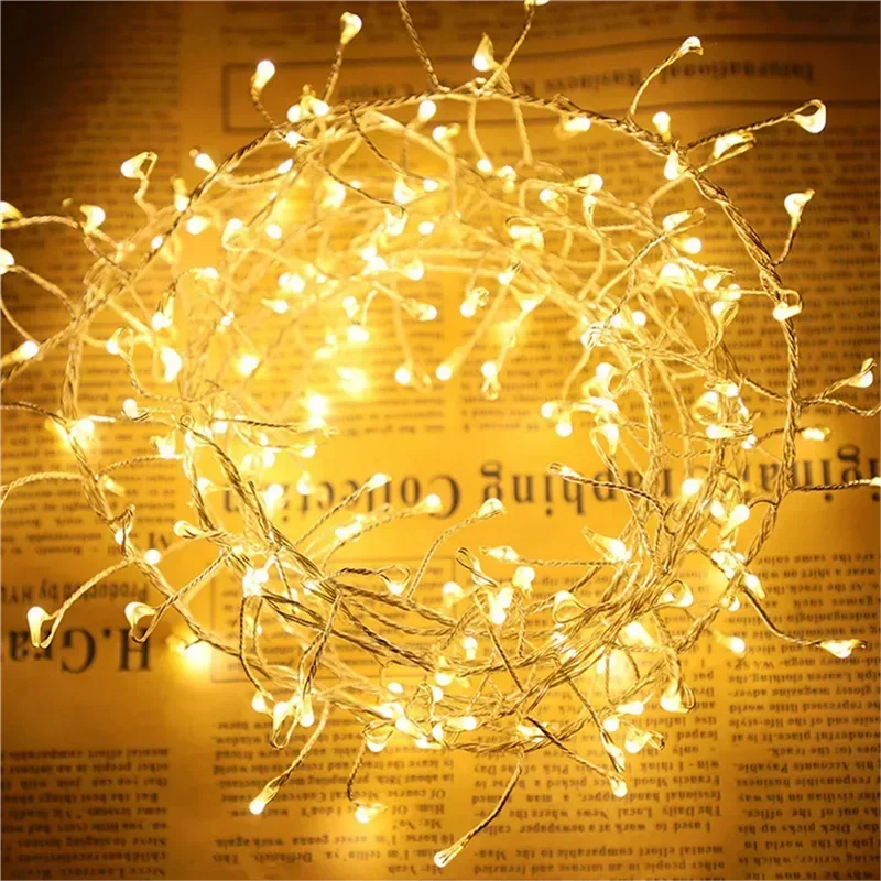 Guirlande lumineuse LED en grappe fil argenté blanc chaud blanc froid IP44 imperméable