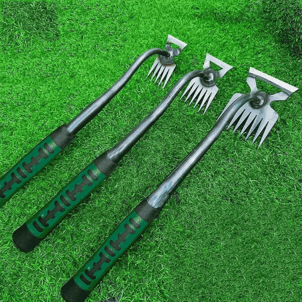 Râteau à main de jardin – Dents en acier, poignée ergonomique