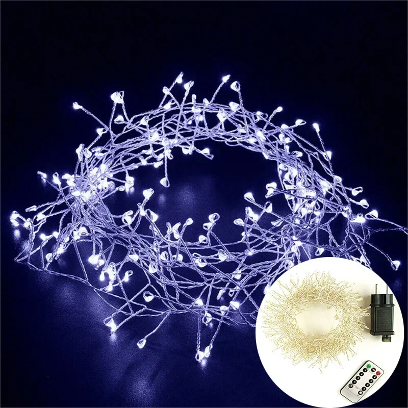 Guirlande lumineuse LED en grappe fil argenté blanc chaud blanc froid IP44 imperméable