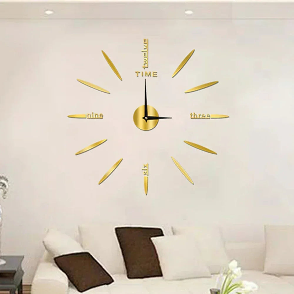 Horloge murale 3D autocollante en acrylique – Moderne et personnalisable