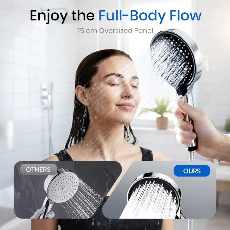 Pommeau de douche à main avec 7 modes de jet et buses en silicone auto-nettoyantes