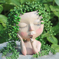 Vase Visage Féminin Artistique en Résine pour Plantes et Succulentes