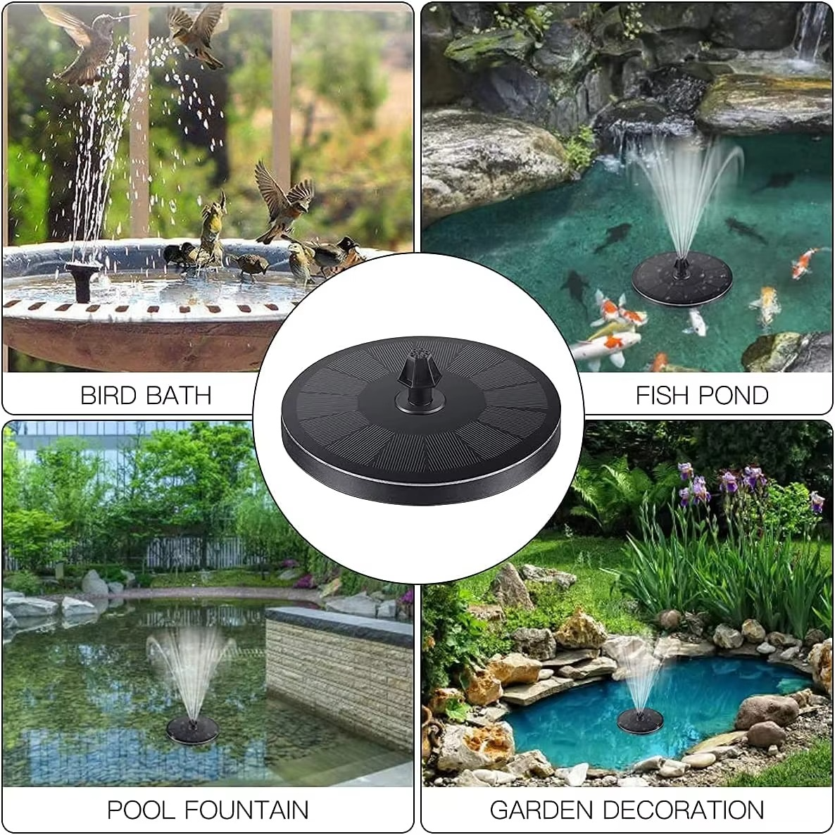 Fontaine solaire flottante pour bassin de jardin – sans câble ni batterie