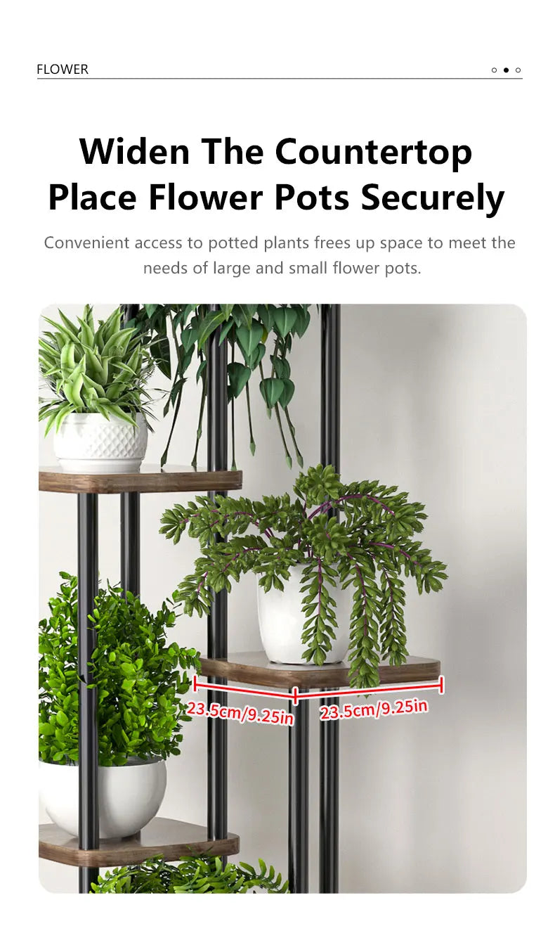Étagère à plantes 5 niveaux en métal et bois – Design moderne gain de place