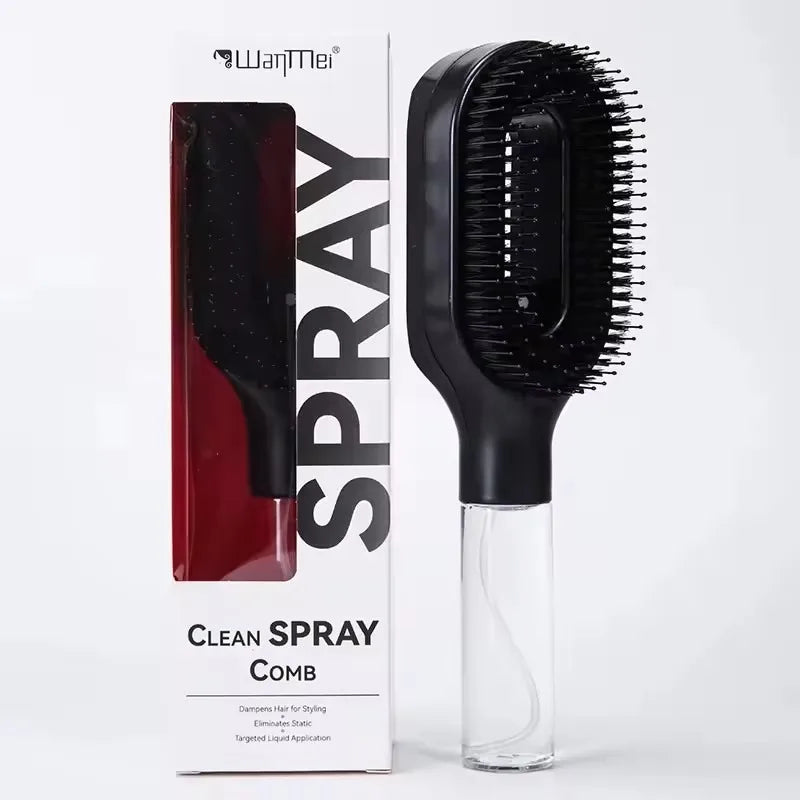 Brosse à cheveux 2-en-1 avec vaporisateur brume intégrée pour démêlage doux