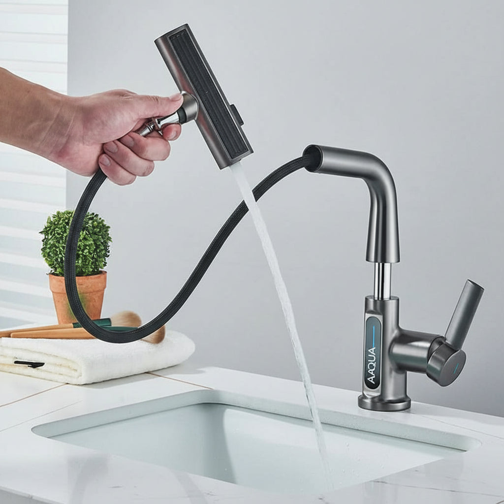 Robinet de lavabo numérique avec affichage de température – moderne et sans gouttes