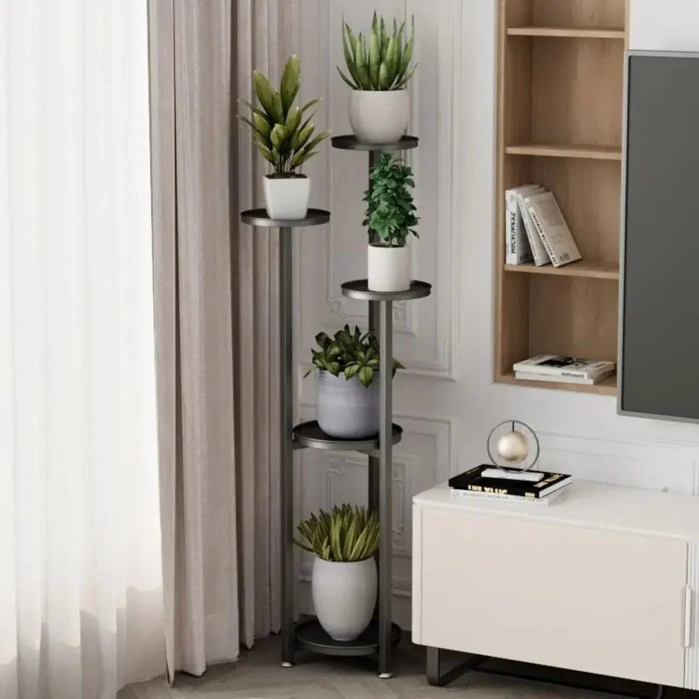 Étagère à plantes multi-niveaux avec plateaux ronds – 3 hauteurs au choix