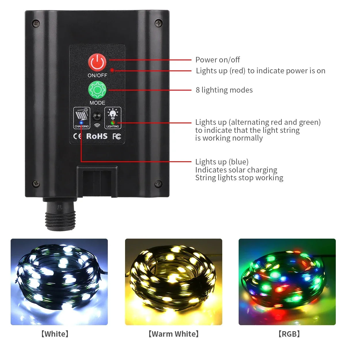 Guirlande Solaire 100M – 800 LEDs avec Télécommande & 8 Modes