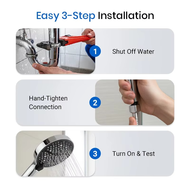 Pommeau de douche à main avec 7 modes de jet et buses en silicone auto-nettoyantes