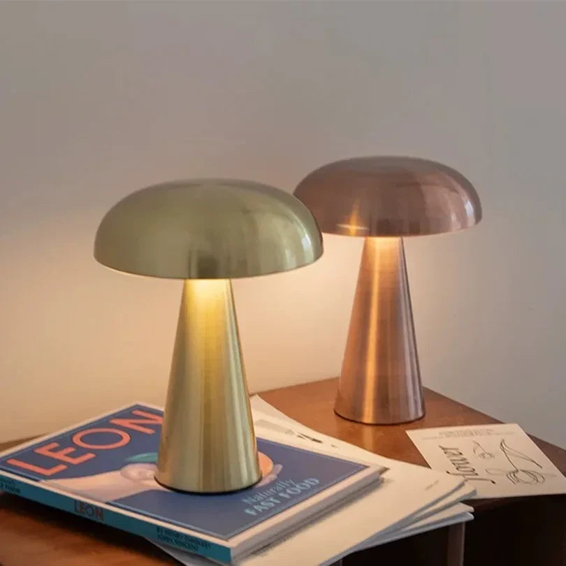Lampe de table champignon rétro LED dimmable sans fil rechargeable