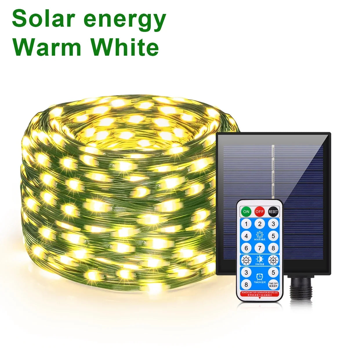 Guirlande Solaire 100M – 800 LEDs avec Télécommande & 8 Modes