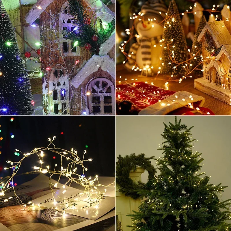 Guirlande lumineuse LED en grappe fil argenté blanc chaud blanc froid IP44 imperméable