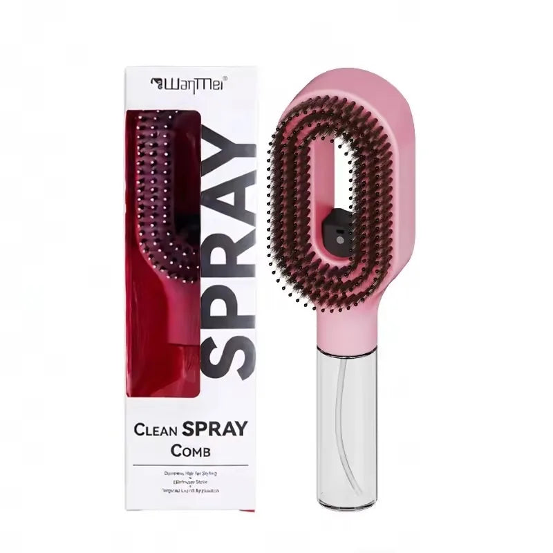 Brosse à cheveux 2-en-1 avec vaporisateur brume intégrée pour démêlage doux