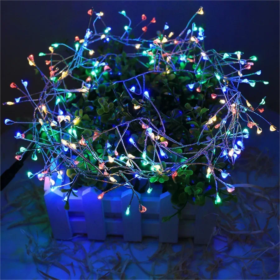 Guirlande lumineuse LED en grappe fil argenté blanc chaud blanc froid IP44 imperméable
