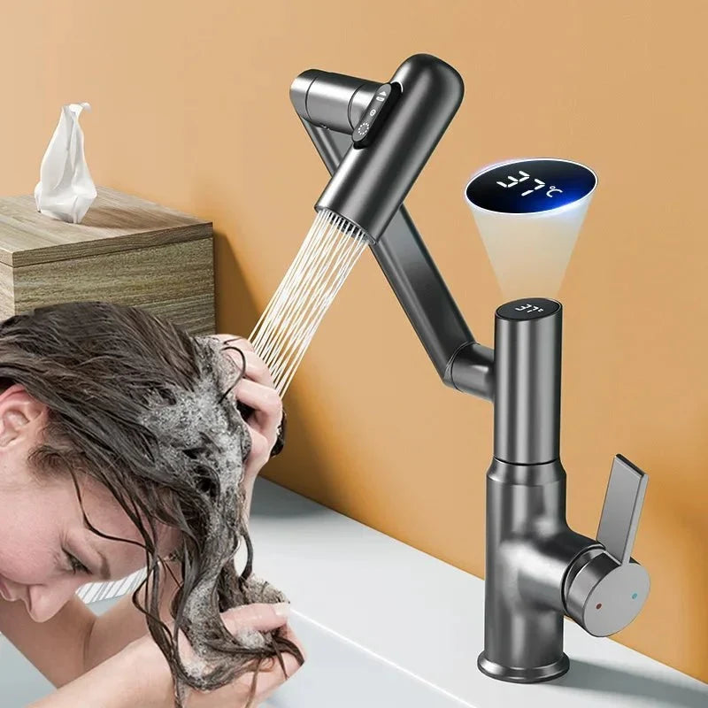 Robinet d'eau avec affichage LED de la température et bras pivotant à 360°