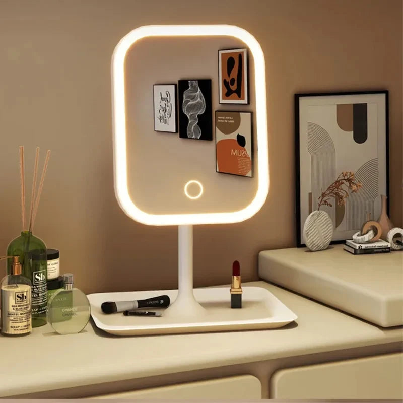 Miroir de maquillage LED avec 3 couleurs de lumière et commande tactile