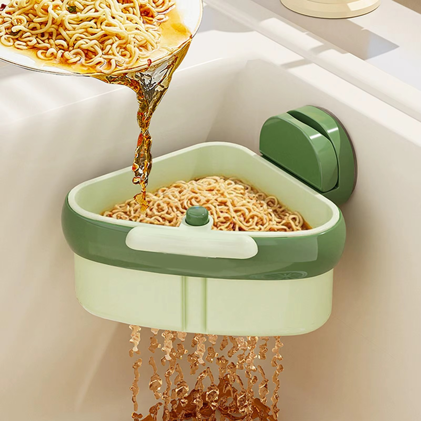 Panier de coin pour évier avec filtre et ventouses – Anti-obstruction