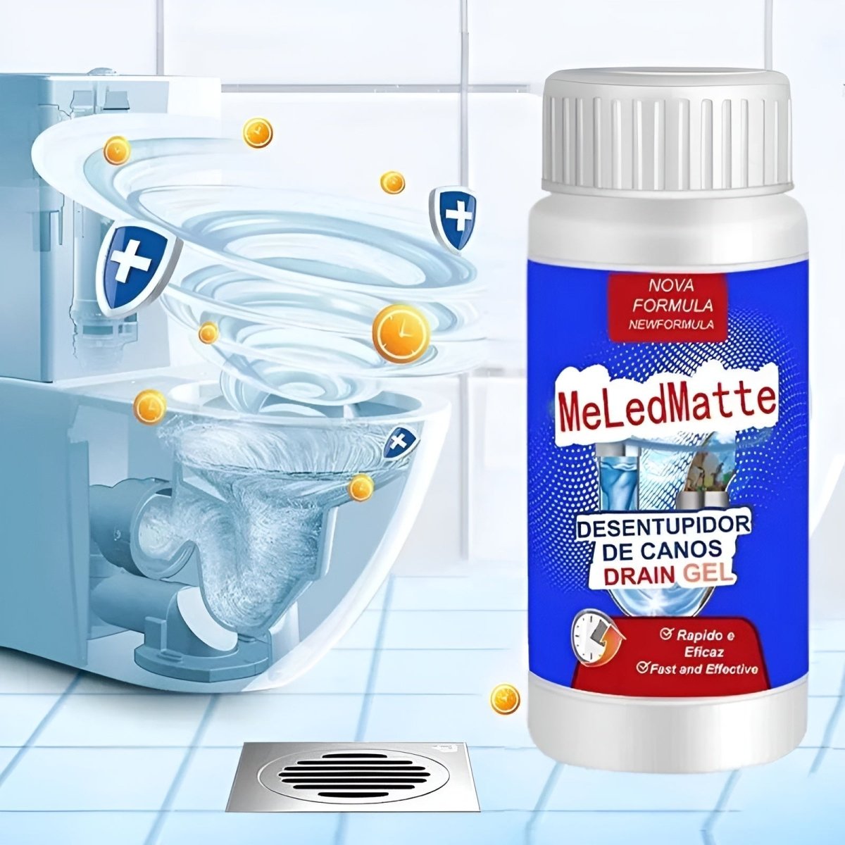 Déboucheur Triple Action en Poudre pour Éviers, Douches et Toilettes
