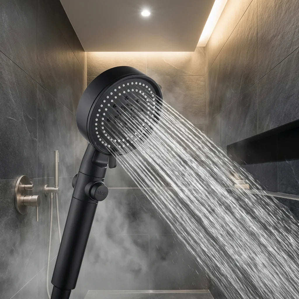 Pommeau de douche haute pression avec 5 modes de jet – jet d'eau puissant