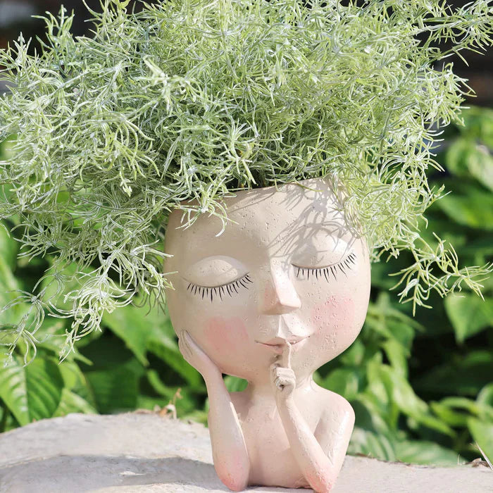 Vase Visage Féminin Artistique en Résine pour Plantes et Succulentes